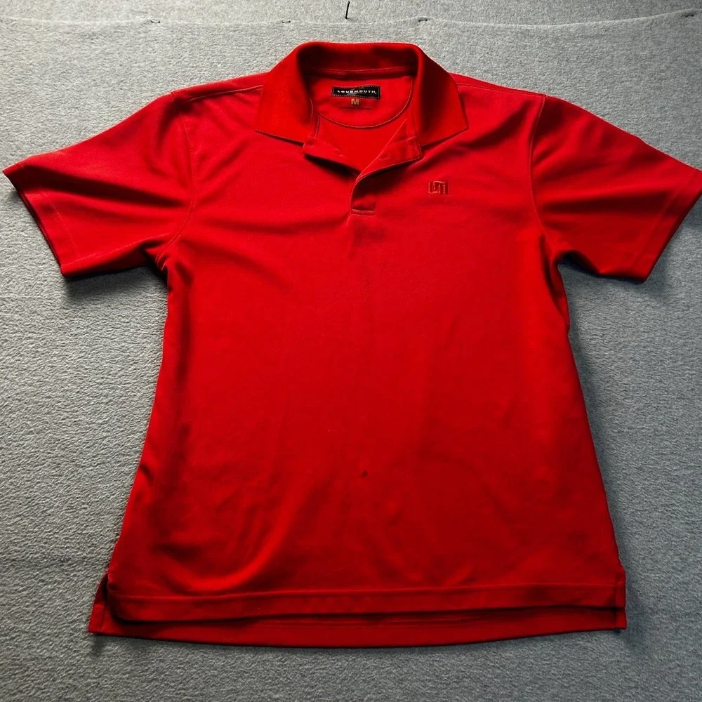 Loudmouth Mens Medium Red Polo Shirt Golf Short Sleeve Pique Solid